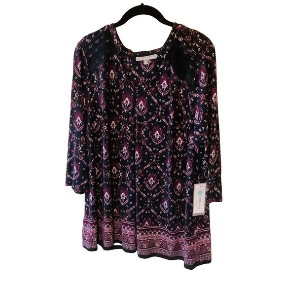 Daniel Rainn Tops - NEW Daniel Rainn Black Brown Moody Floral Print Tunic Top 1X Stitch Fix